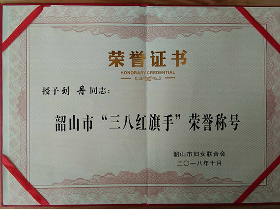 【湘潭市黨代表劉丹】被評為韶山市“三八”紅旗手